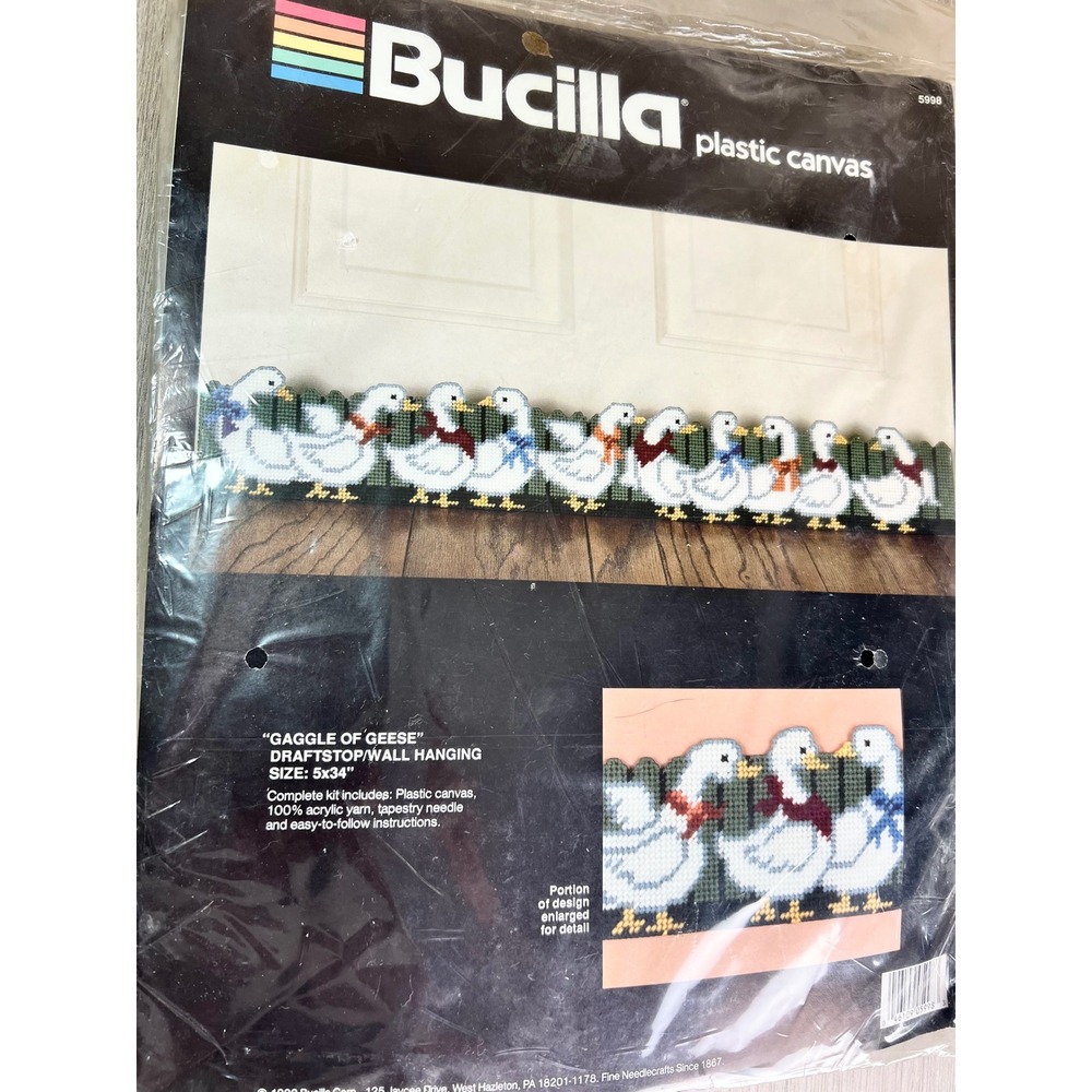Bucilla Gaggle of Geese Plastic Canvas Kit 5998 Vintage 1990 Draftstop 5x34 New